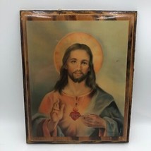 Vintage MCM Jesus Wood Wall Hanging Plaque Art Religious Spiritual Holy Décor - £31.52 GBP