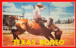 Vintage Postcard Texas Rodeo Cowboy on a Horse Red Boarder AW-7A - £3.87 GBP