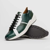 Lyon Genuine Ostrich and Calfskin Fashion Sneaker Green / White image 2