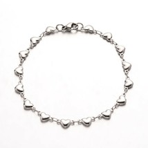 Heart Link Bracelet Chain Silver Stainless Steel 8.25&quot; Mother&#39;s Day Jewe... - $11.68