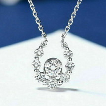 U-shape Pendant Women&#39;s Necklace 1.00ct Simulated Diamond 14k White Gold Plated - £60.78 GBP