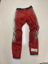 Vintage Red Leather Motorcycle Trousers Label 48 28L (mc755) - £52.78 GBP