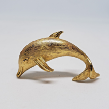 Vintage Gold Tone Dolphin Brooch Pin - $14.95