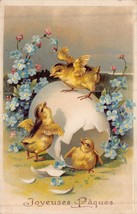 Joyeuses PAQUES-CHICKS From Broken EGG~1912 Happy Easter Postcard - £7.19 GBP
