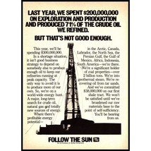 1974 Sun Oil Well Drilling Rig Vintage Print Ad Sunoco Follow the Sun Wa... - $10.97