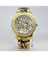 New Guess U0465L1 Crystals Bezel Animal Print Golden Stainless Steel Wom... - £78.16 GBP