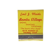 Vintage Matchbook Emil J Maida Bambu Village Salinas CA Full Advertising - $13.86