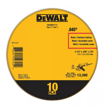 DeWALT DWA8051T10 4-1/2&quot;x0.45&quot;x7/8&quot; Type 1 Cutting Wheel, 10 Pack - $34.69 CAD
