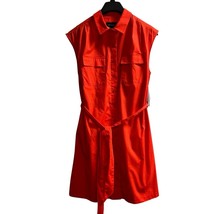 Donna Morgan Dress Women 10 Cherry Red Button Down Midi Sleeveless Prepp... - $929.16 MXN