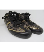 Michael Kors Womens CY150 Black And Gold Logo Lace Up Sneakers Size US 7 M - £31.06 GBP
