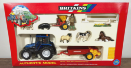 Britains New Holland 6635 Tractor Farm Implement Set #9671 Nib Animals Rare 1995 - £117.67 GBP