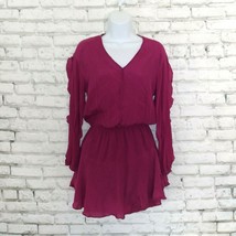 Karina Grimaldi Dress Womens Small Purple Long Sleeve Ruffle Silk Blend V Neck - £19.65 GBP