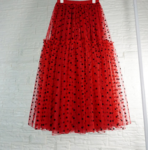 RED Polka Dot Tulle Skirt Outfit Women Custom Plus Size Holiday Tulle Skirt image 10