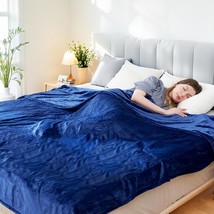 Electric Heated Blanket Queen Size 84&quot;X 90&quot;, Dual Control Super Cozy, Navyblue - £50.22 GBP