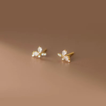 0.40Ct  Pear Cut Simulated  Diamond  Hashtag Stud Earring 14K Yellow Gold Plated - £61.86 GBP