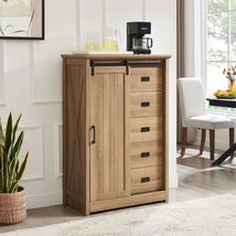 5 Drawers Dresser w/Sliding Barn Door, Farmhouse Modern Tall Dresser 5 C... - $621.00
