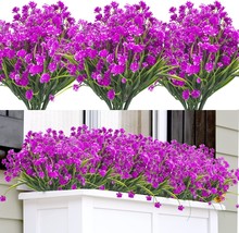 Artificial Fake Flowers, 12 Bundles Outdoor Uv Resistant Greenery Shrubs Plants - £25.94 GBP