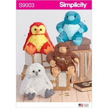 Simplicity Sewing Pattern 9003 Stuffed Toys Animals Platypus Owl - £10.06 GBP