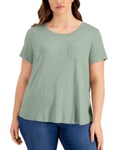 MSRP $35 Style &amp; Co Women Plus Size One-Pocket T-Shirt Green Size 1X - £6.02 GBP