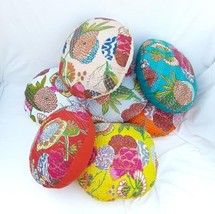 Round Kantha Cushion Cover, Floor Pillow Cases, Room Decorative Pillow Covers - £13.09 GBP+