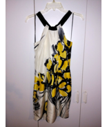 VINCE LADIES SLEEVELESS YELLOW/BLACK SILK HALTER DRESS-2-LINED-NWOT - £24.61 GBP