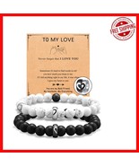 Customizable Couples Bracelets in Black Agate &amp; White Howlite for Daily ... - $43.17 CAD