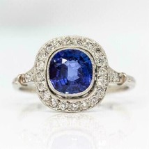 Round Cut 2.65Ct Lab Created Blue Sapphire Engagement Ring 14k White Gold Size 7 - £215.21 GBP