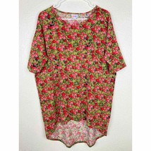 Lularoe Irma Floral Tunic Top Womens Medium Half Sleeves High Low Hem Lo... - $19.80