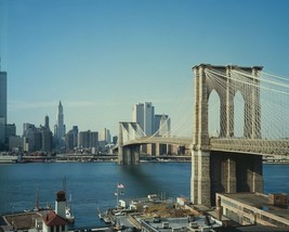 View of New York City skyline with Brooklyn Bridge in foreground Photo Print - £7.02 GBP+