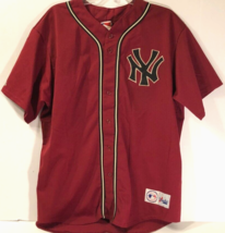 New York Yankees Vintage 90s MLB AL Majestic Burgundy Sewn Logo Jersey XL - £50.87 GBP