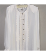 Worthington White Blouse with Lace and Button Details - $270.51 MXN