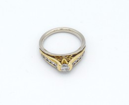 14K Yellow and White Gold Diamond Engagement Ring 1/2 Carat Total Weight - £835.10 GBP
