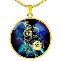 Express Your Love Gifts Cancer Purple Galaxy Zodiac Necklace Engraved 18k Gold C - £51.55 GBP