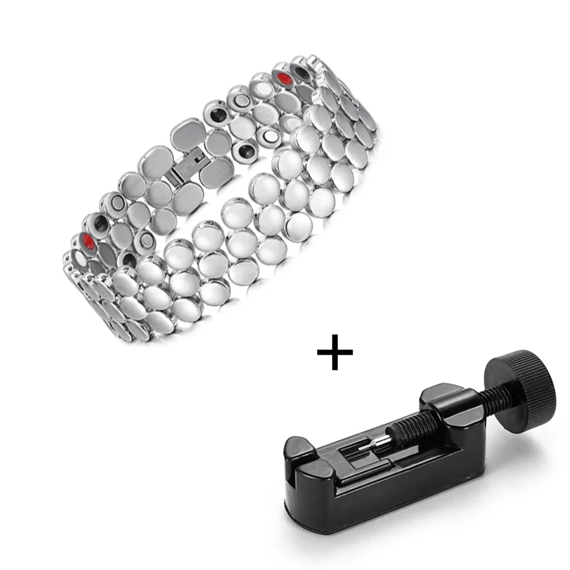Luxury Magnetic Bracelet Homme Trendy Bio Energy Jewelry Stainless Steel Bracele - £31.81 GBP