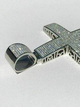 5ct Künstlicher Diamant 3.25 Hip Hop 14k Weiß Vergoldet Großes Kreuz - £106.97 GBP