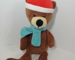 Animal Adventure Brown Teddy Bear Green scarf 2017 Plush Santa hat - £16.41 GBP