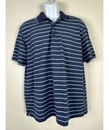 Izod Performance Blue Striped Knit Polo Short Sleeve Men Size Large - $13.39