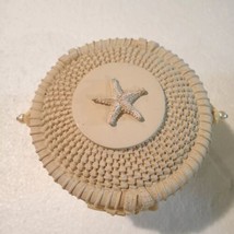 VTG Ornate Alabaster Porcelain Trinket Starfish Basket Weave Design Pearl Ends - £10.20 GBP