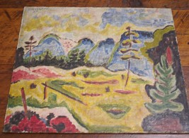 Vtg 1957 Mid Century Original Modernist Landscape Watercolor Painting Duellette - £239.79 GBP