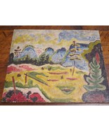 Vtg 1957 Mid Century Original Modernist Landscape Watercolor Painting Du... - £238.93 GBP