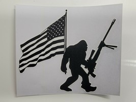 Bigfoot Sasquatch 50 Caliber American Flag durable sticker 4&quot; Logo Vinyl Decal  - £2.93 GBP