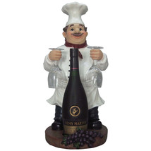 Chef Wine Bottle Holder and Glass Set Statue - £94.01 GBP