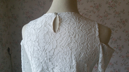 White Cold Shoulder Lace Top Custom Plus Size Wedding Bridesmaid Top image 9