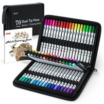 Vibrant 70-Color Dual Tip Brush Pens Set for Calligraphy, Coloring, and Doodling - $76.22