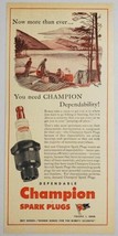 1945 Print Ad Champion Spark Plugs Campers by Lake with Canoe - $11.68