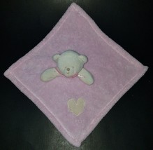 Pink Teddy Bear Lovey Tan Heart Plush Baby Toy Security Blanket - £16.92 GBP