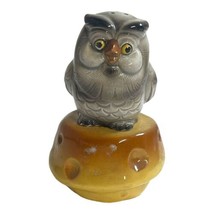 Gray Owl on Mushroom MCM Vintage Salt OR  Pepper Shaker Retro Kitsch Wide Eyed - $22.90