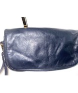 STONE MOUNTAIN Blue Leather Flapper Bag Purse Vtg Made in USA With Key Ring - $376.33 MXN