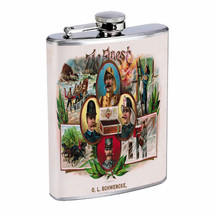 Vintage Cigar Box Poster D23 Flask 8oz Stainless Steel Hip Drinking Whiskey - £11.69 GBP