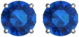 Dark Blue Stud Earrings in Sterling Silver 5Mm Round December Birthstone CZ - £36.11 GBP